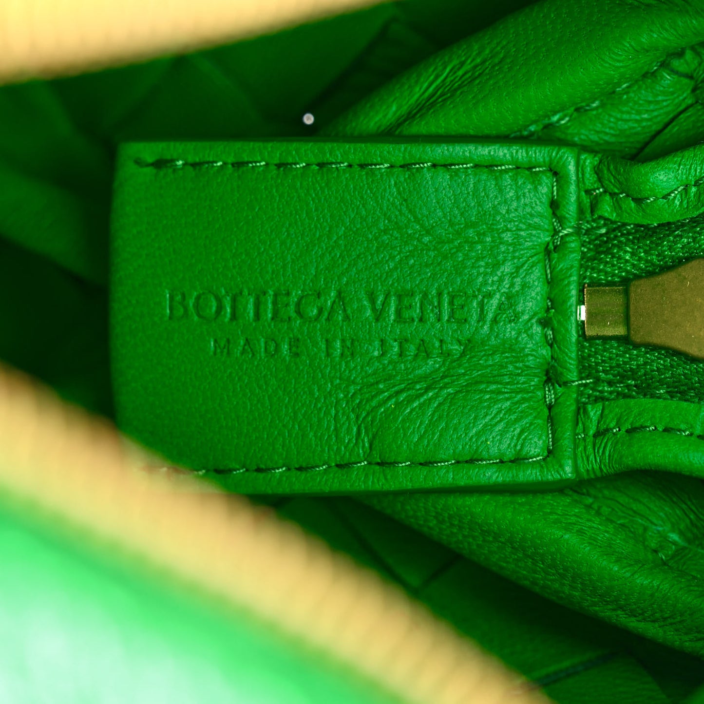 Metallic Calfskin Intrecciato Mini Loop Camera Bag Green