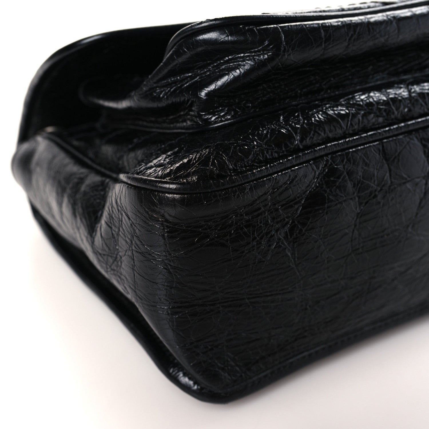 Saint Laurent Crinkled Calfskin Matelasse Monogram Medium Niki Chain Satchel Black 8 of 9