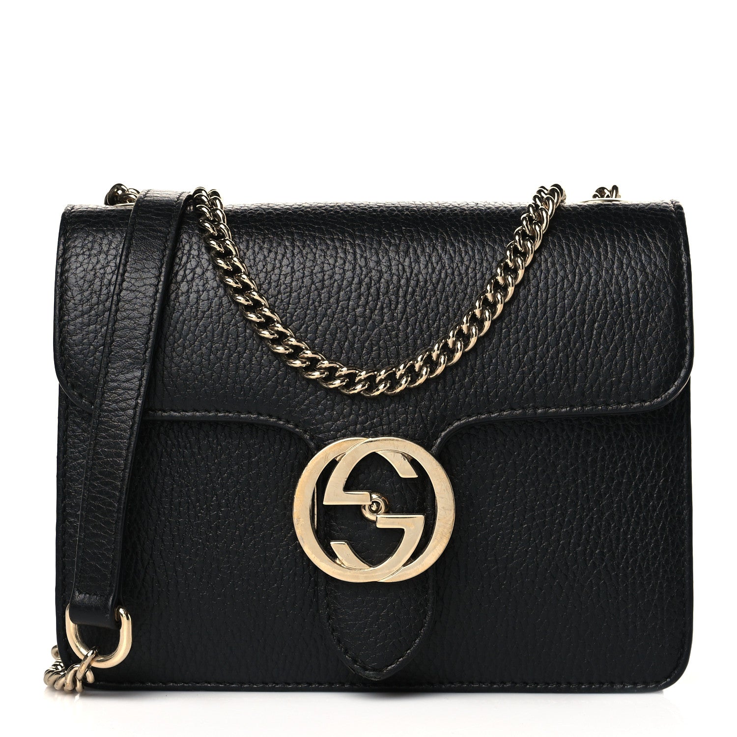 Gucci Dollar Calfskin Small Interlocking G Shoulder Bag Black 1 of 10