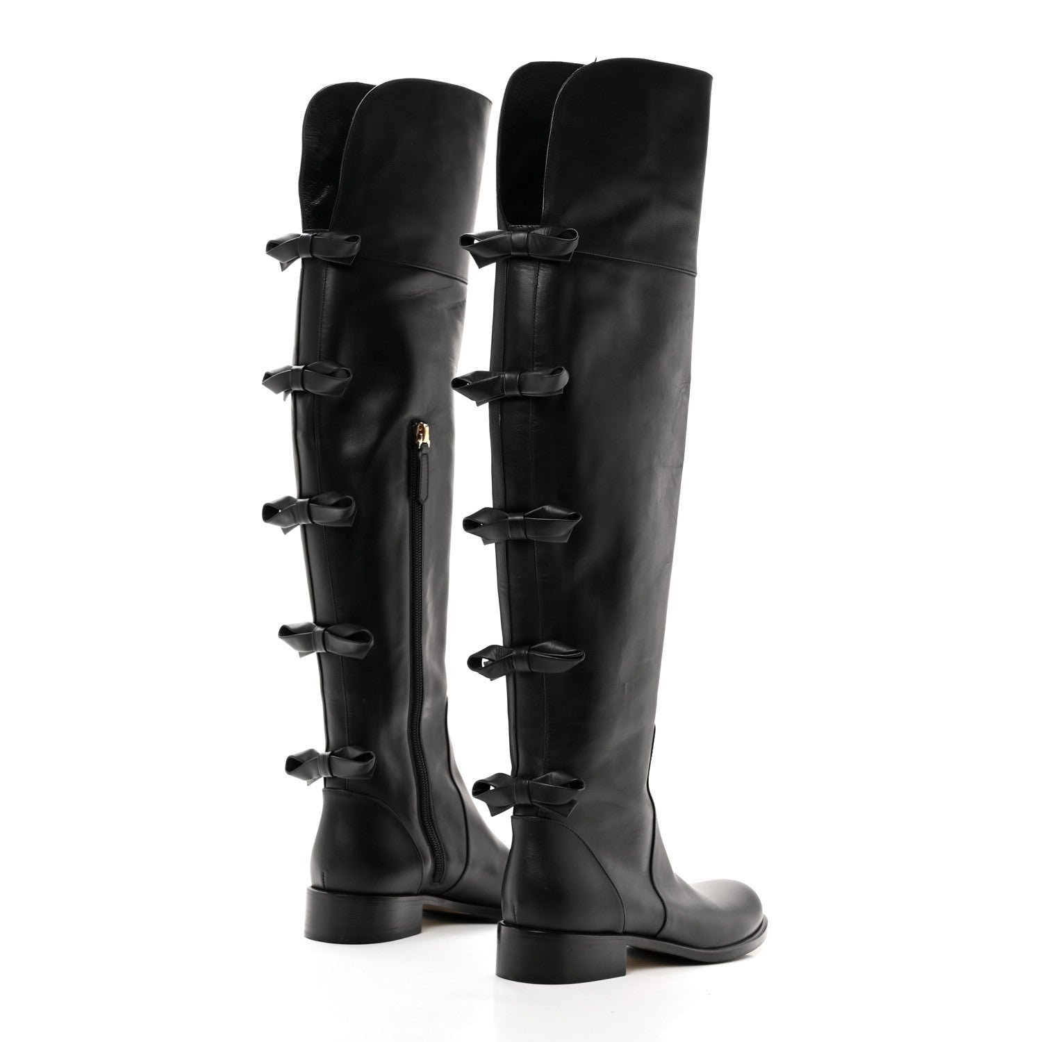 Valentino Garavani Calfskin Multi Bow Over the Knee Boots 35.5 Black 4 of 8