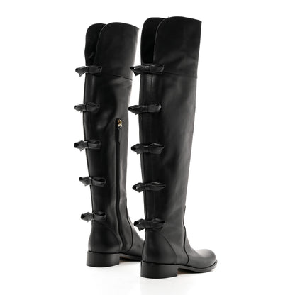 Valentino Garavani Calfskin Multi Bow Over the Knee Boots 35.5 Black 4 of 8