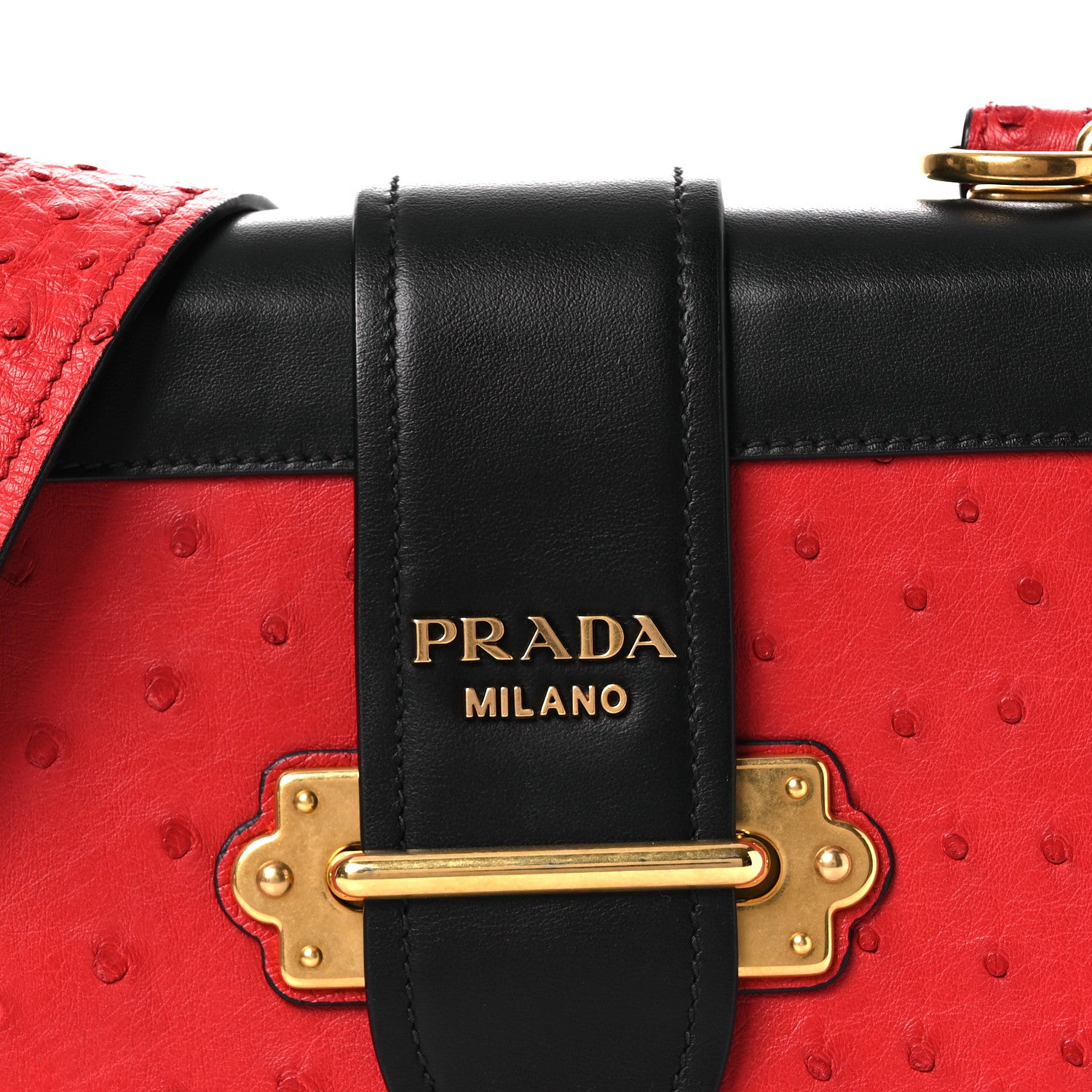Prada City Calfskin Ostrich Cahier Bag Fuoco Black 8 of 11