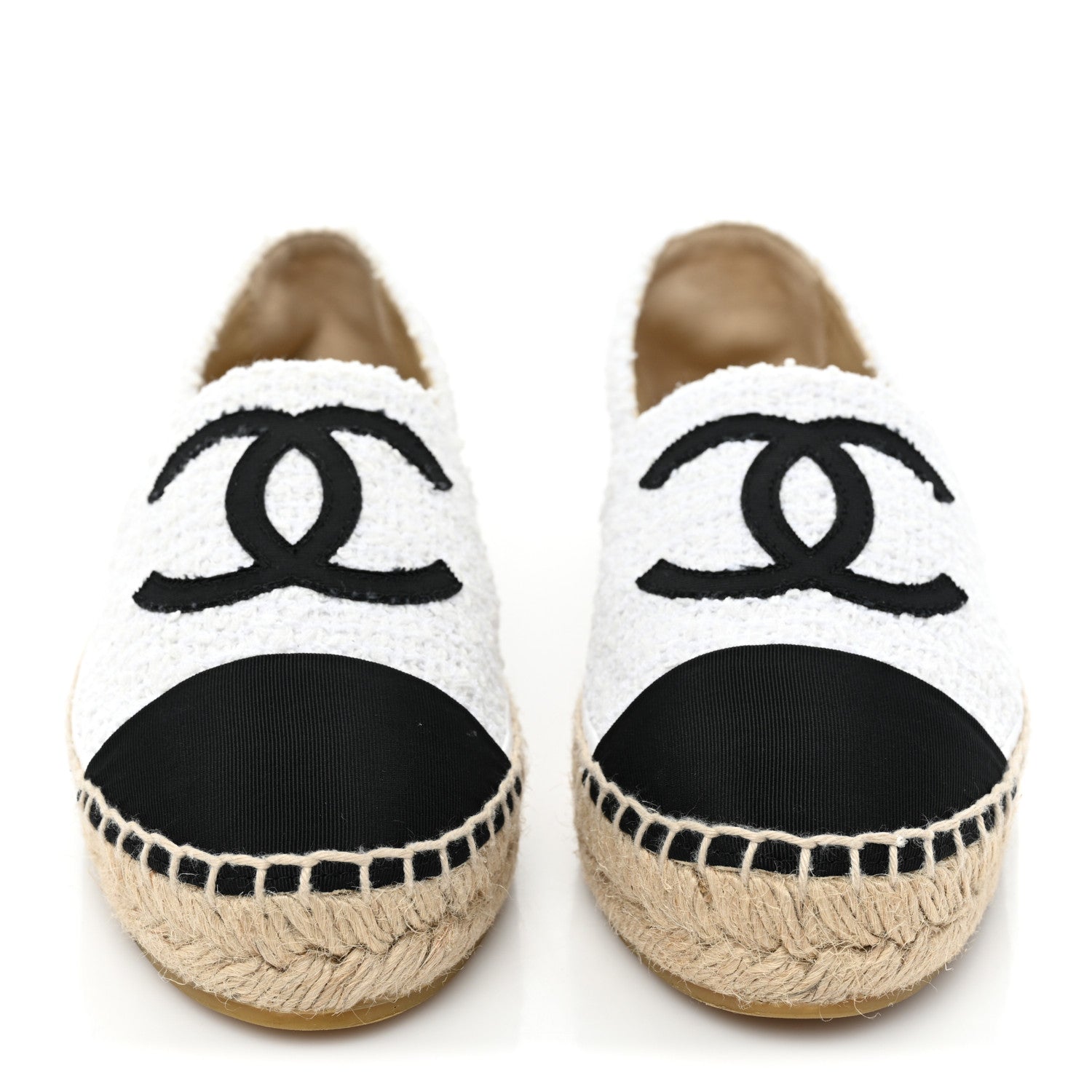 Chanel Tweed Grosgrain CC Espadrilles 36 White Black 2 of 11