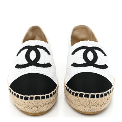 Chanel Tweed Grosgrain CC Espadrilles 36 White Black 2 of 11