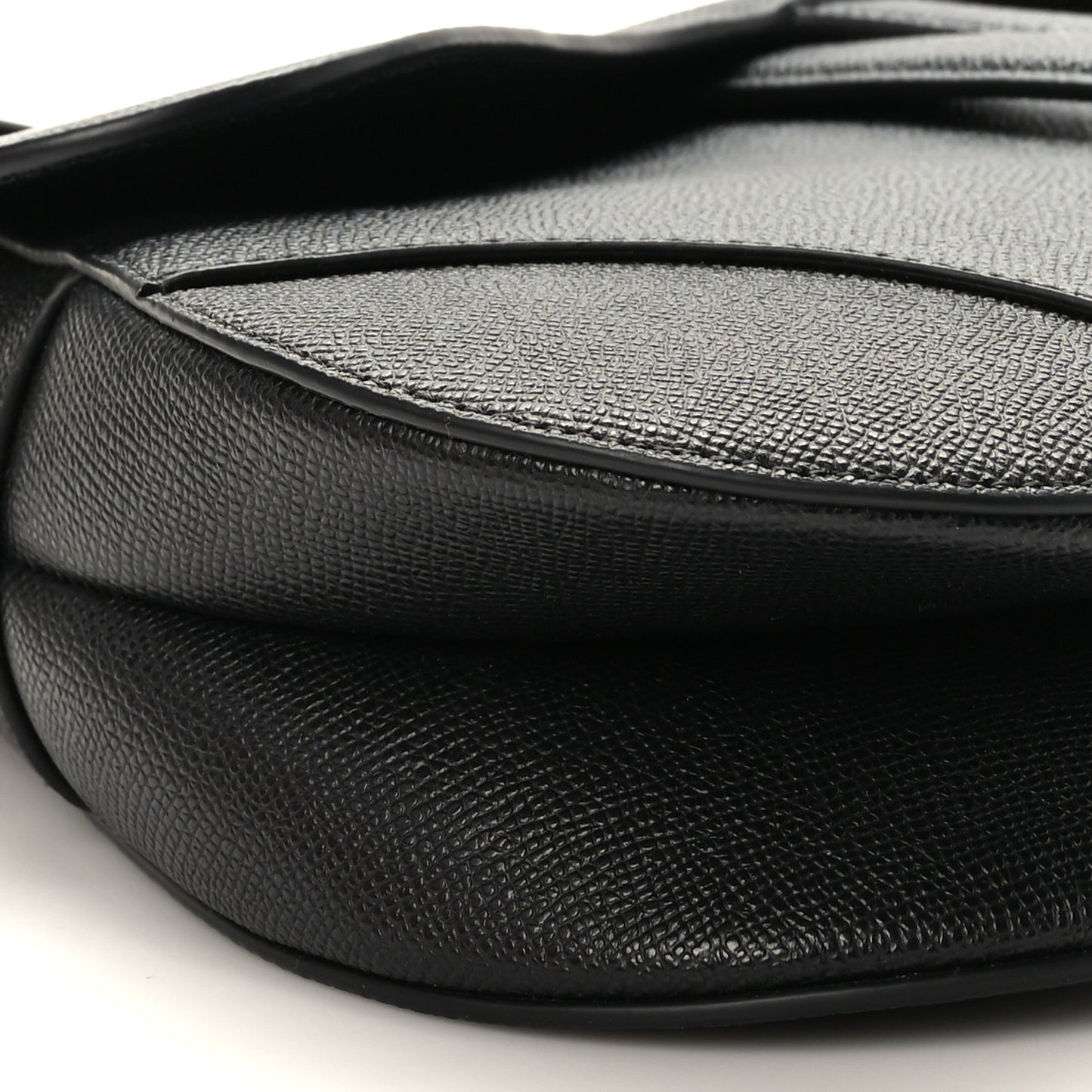 Grained Calfskin Saddle Bag With Strap Black