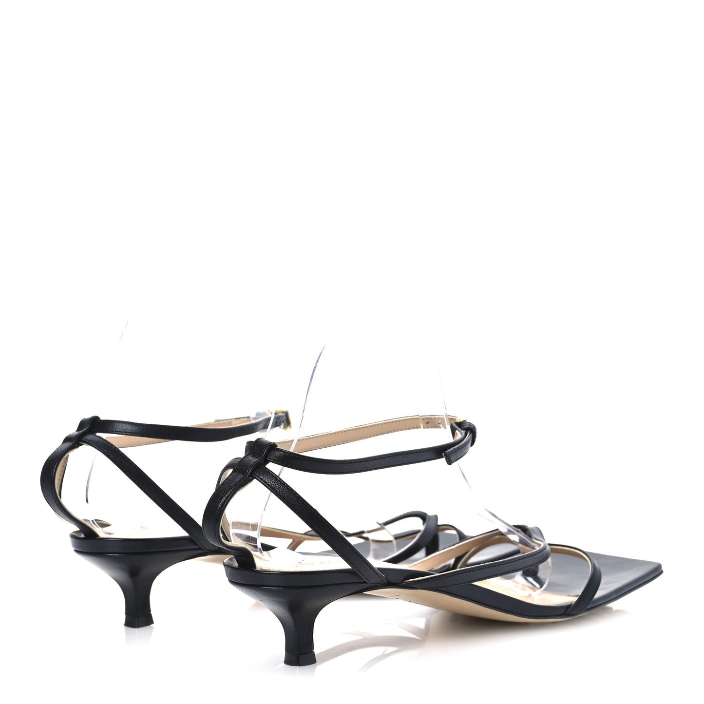 Lambskin Stretch Multi Strap 35mm Sandals 41 Black