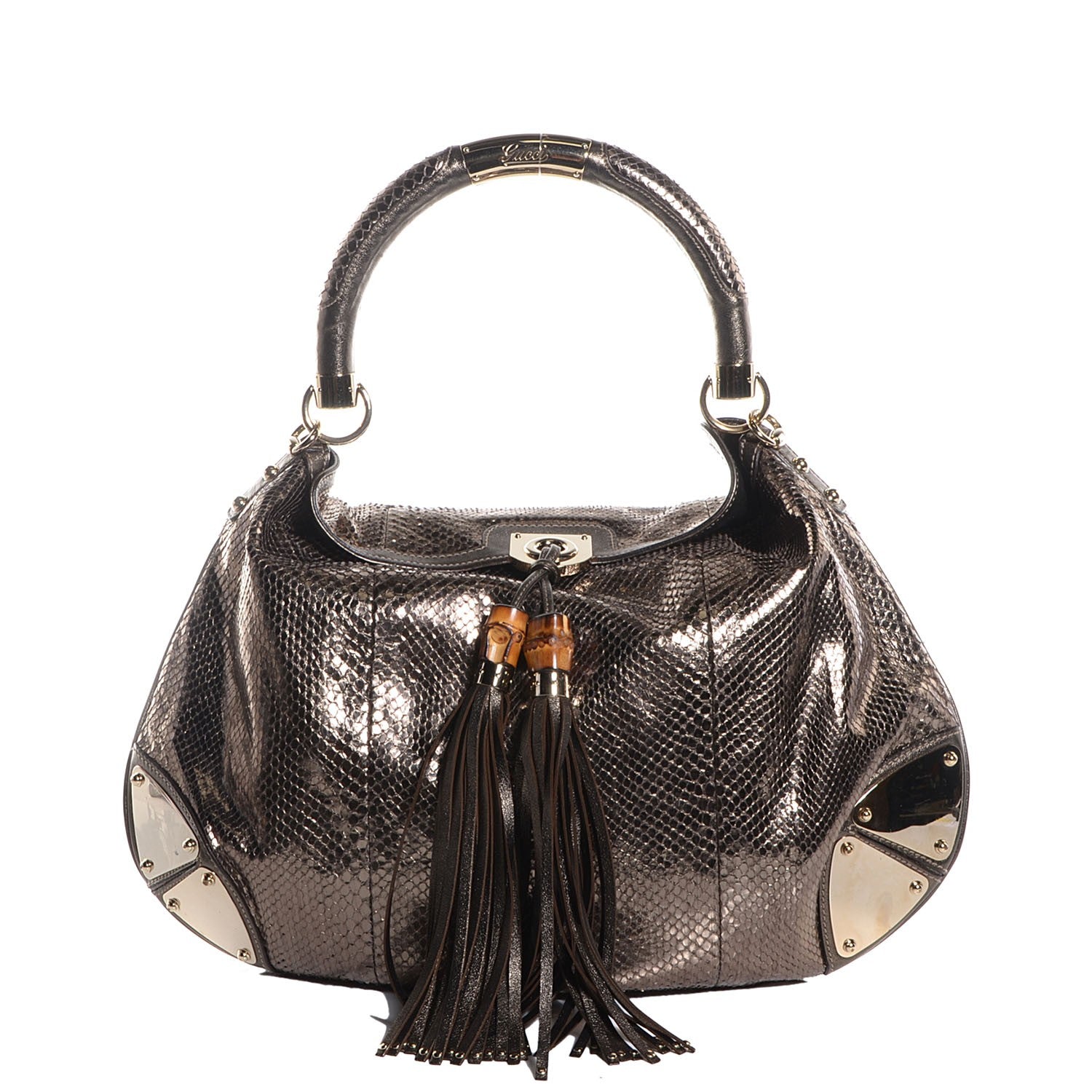 Gucci Python Large Indy Top Handle Hobo Metallic 1 of 9