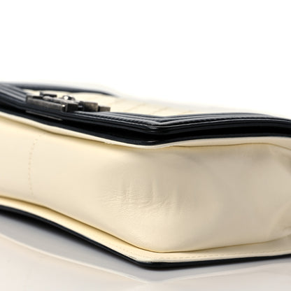 Chanel Lambskin Quilted Medium Boy Flap White Black 9 of 9