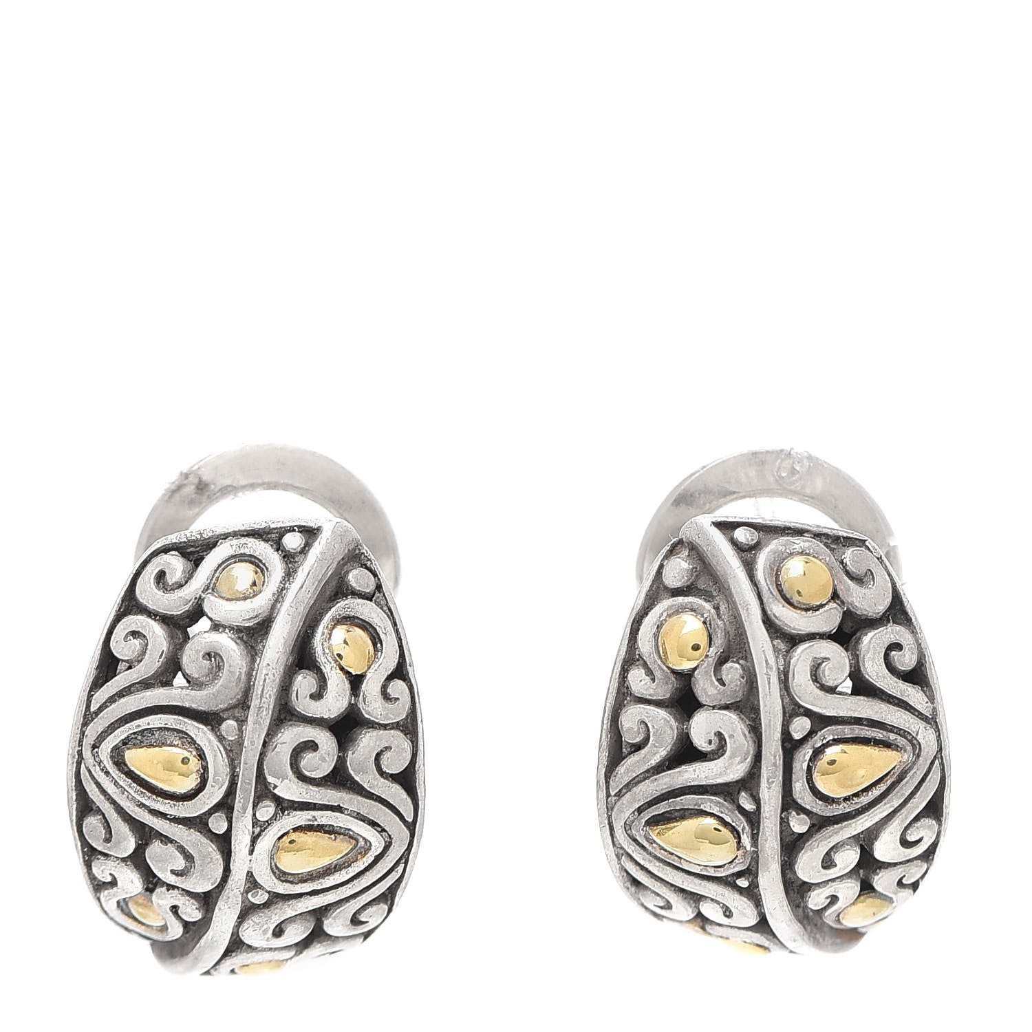 John Hardy Sterling Silver 18K Yellow Gold Buddha Belly Earrings 1 of 4
