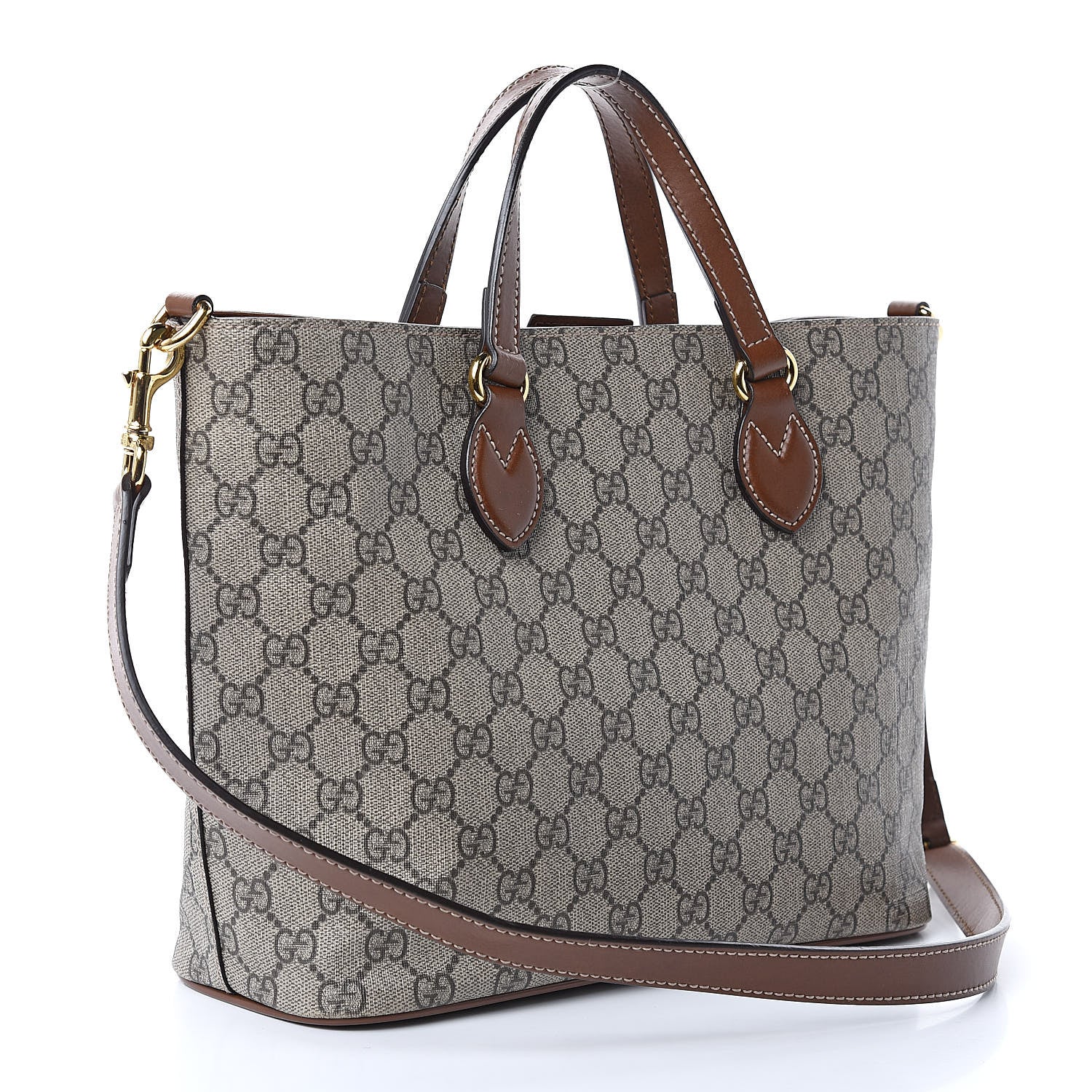 Gucci Soft GG Supreme Monogram Small Crossbody Tote Beige Cuir 3 of 13