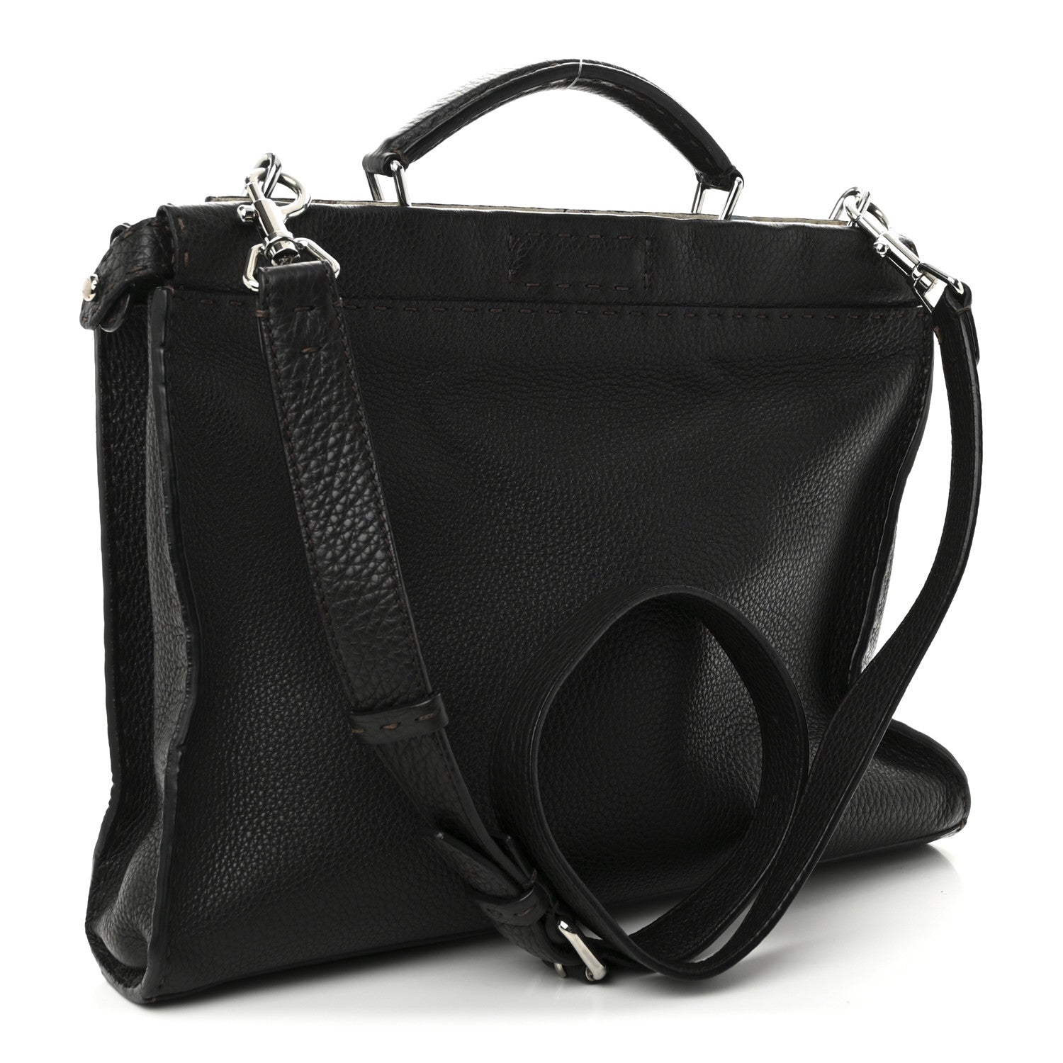 Fendi Calfskin Romano Selleria Large Peekaboo Iconic Fit Satchel Brown Milk Multicolor 3 of 9