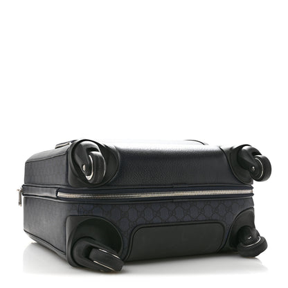 Gucci GG Supreme Monogram Textured Dollar Calfskin Web Ophidia Small Savoy Cabin Trolley Black Blue 3 of 12