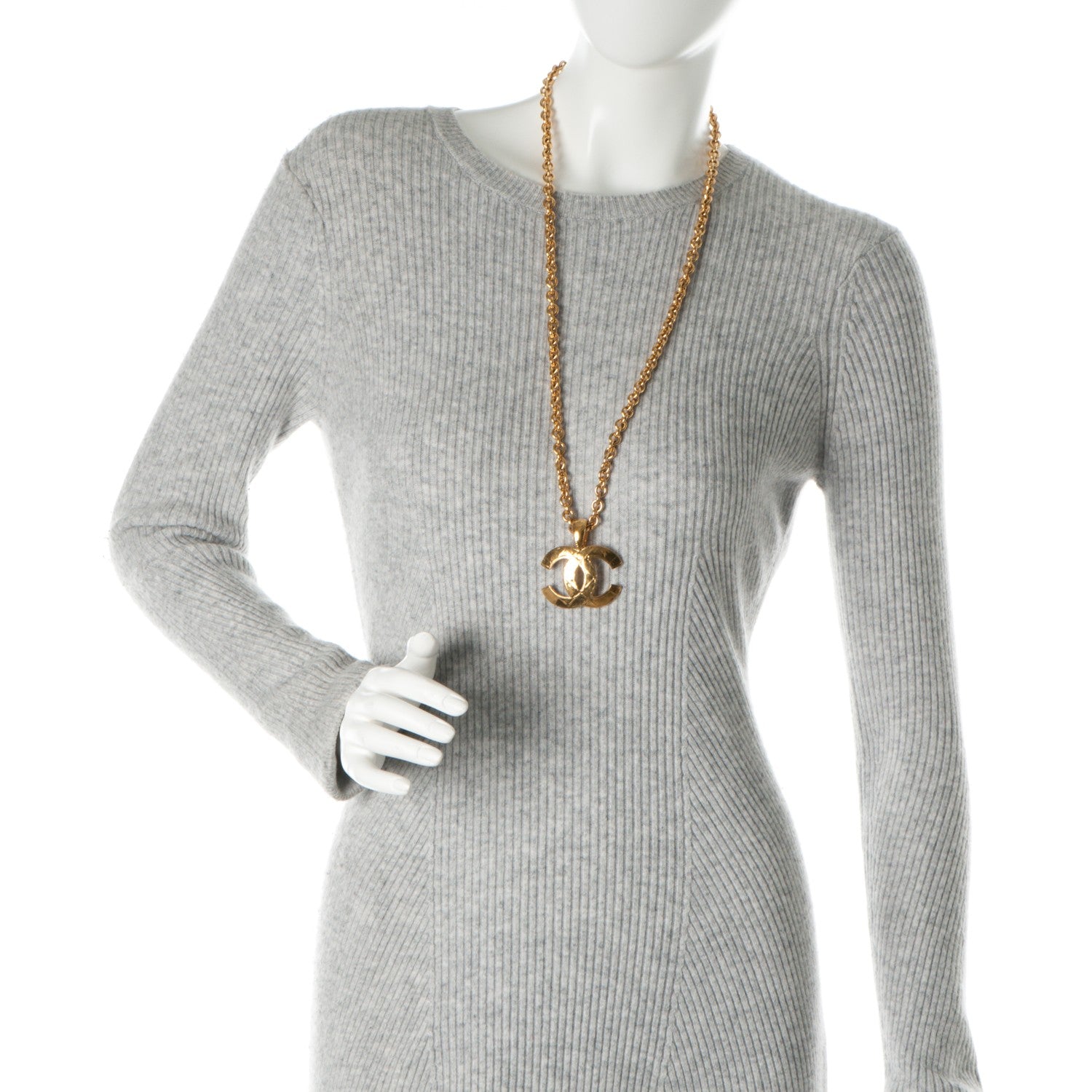 Chanel Quilted CC Long Chain Necklace Gold 2 of 5