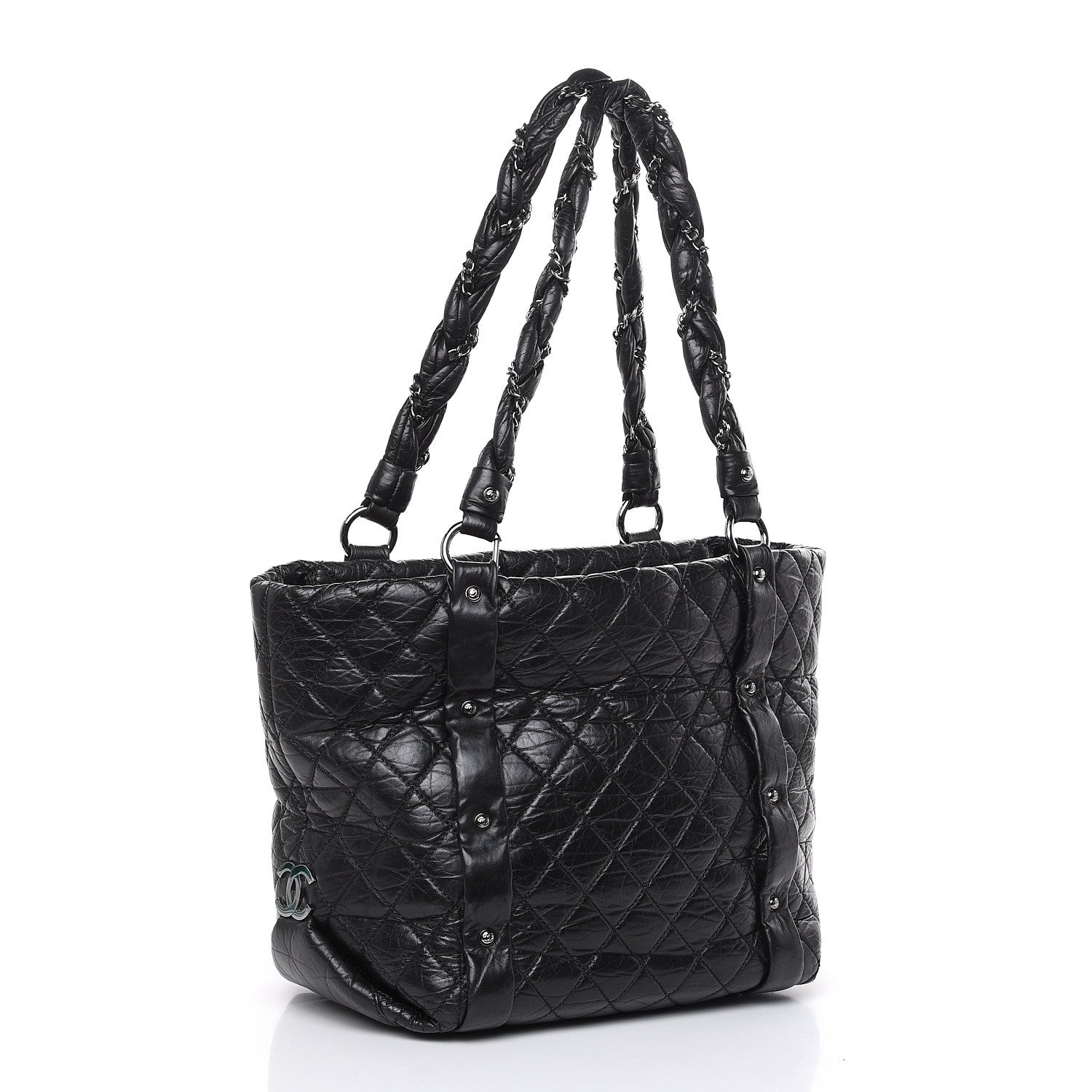 Chanel Distressed Lambskin Vintage Ligne L Lady Braid Tote Black 3 of 10