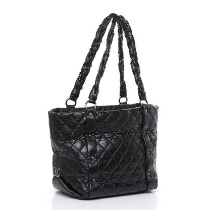 Chanel Distressed Lambskin Vintage Ligne L Lady Braid Tote Black 3 of 10