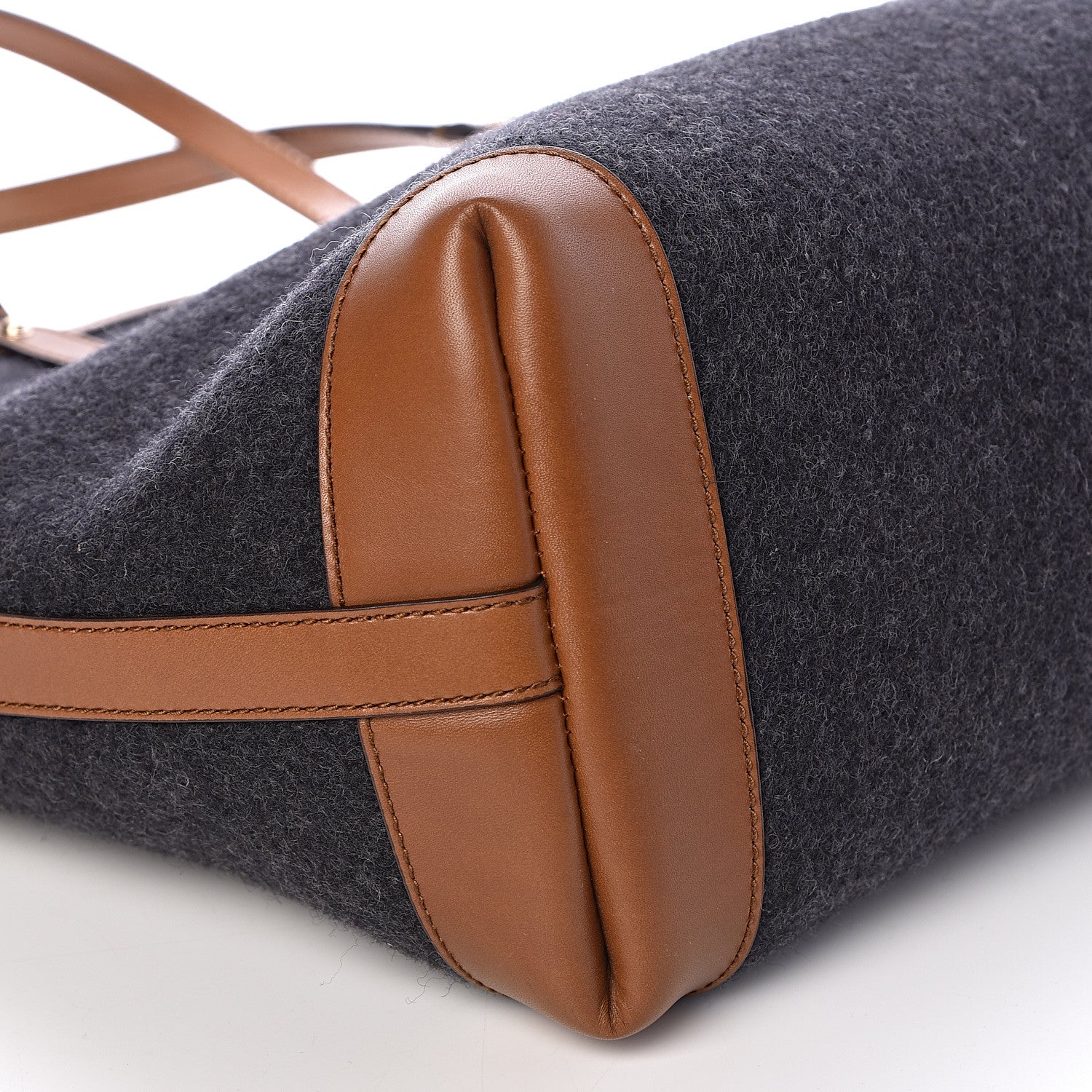 Gucci Wool Calfskin Medium Craft Tote Black Brown 9 of 11