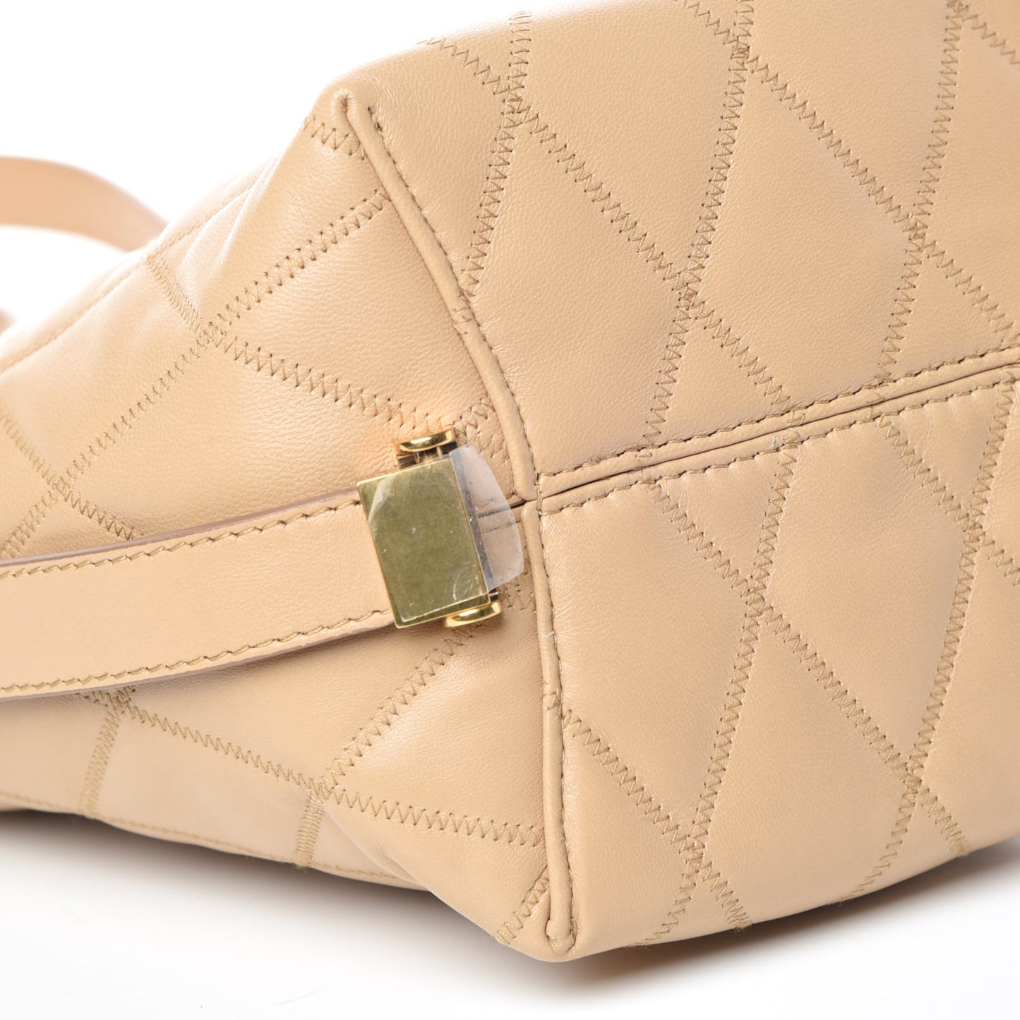Lambskin Quilted Mini GV Bucket Bag Beige Camel