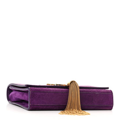 Saint Laurent Suede Small Classic Monogram Kate Tassel Satchel Purple 3 of 12