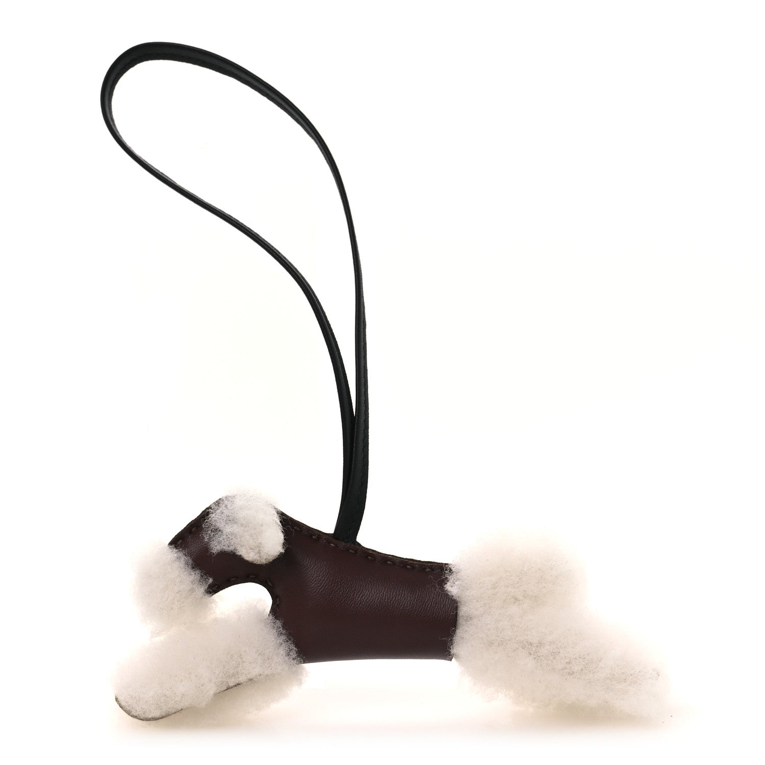 Hermes Milo Lambskin Shearling Budy Charm Chocolate Black 1 of 4