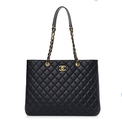 Chanel Caviar Quilted Large CC Shopping Tote Navy 1 of 11