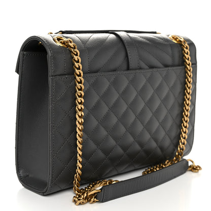 Saint Laurent Grain De Poudre Textured Mixed Matelasse Medium Triquilt Monogram Satchel Fog 3 of 9