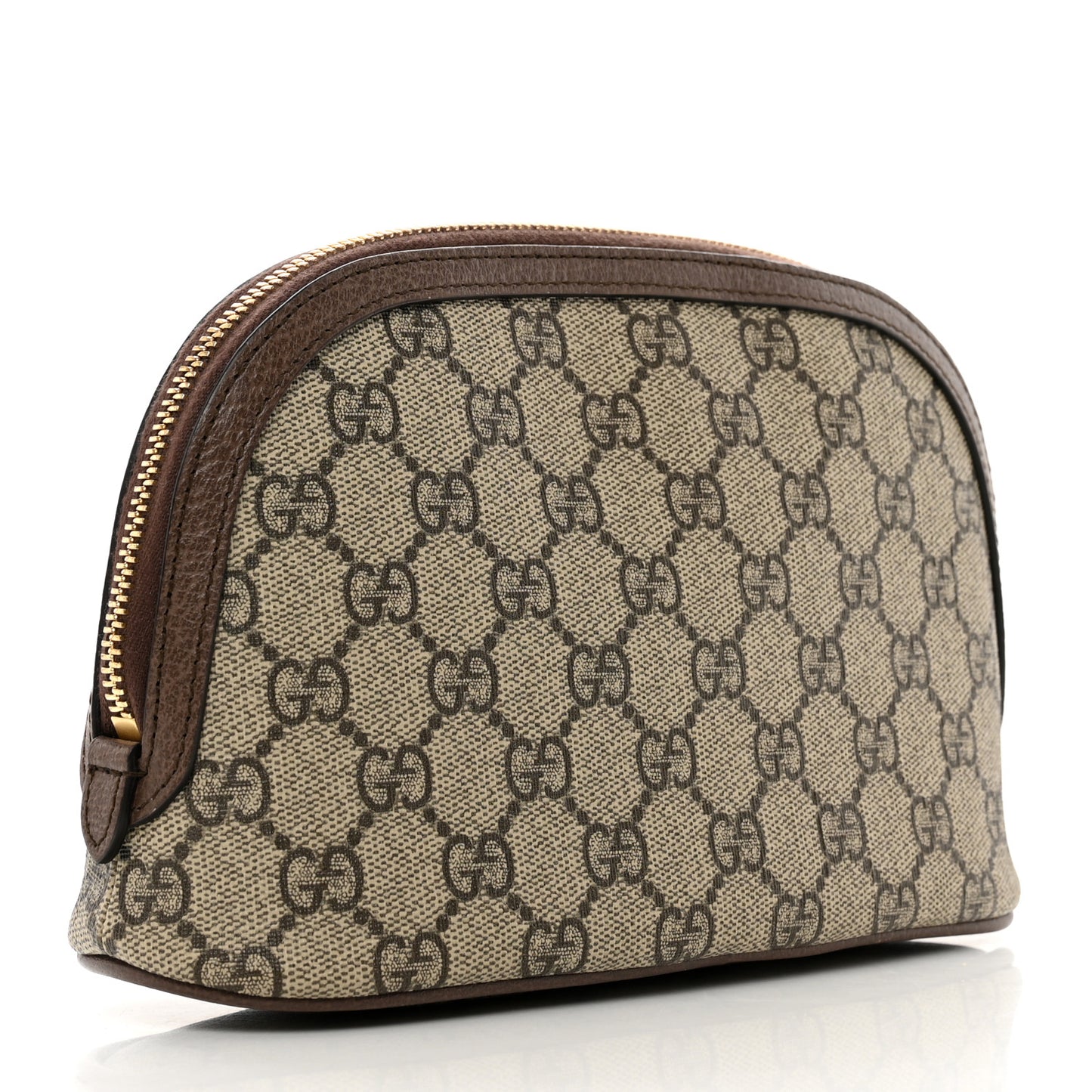 GG Supreme Monogram Textured Calfskin Web Large Ophidia Cosmetic Case Beige Ebony New Acero