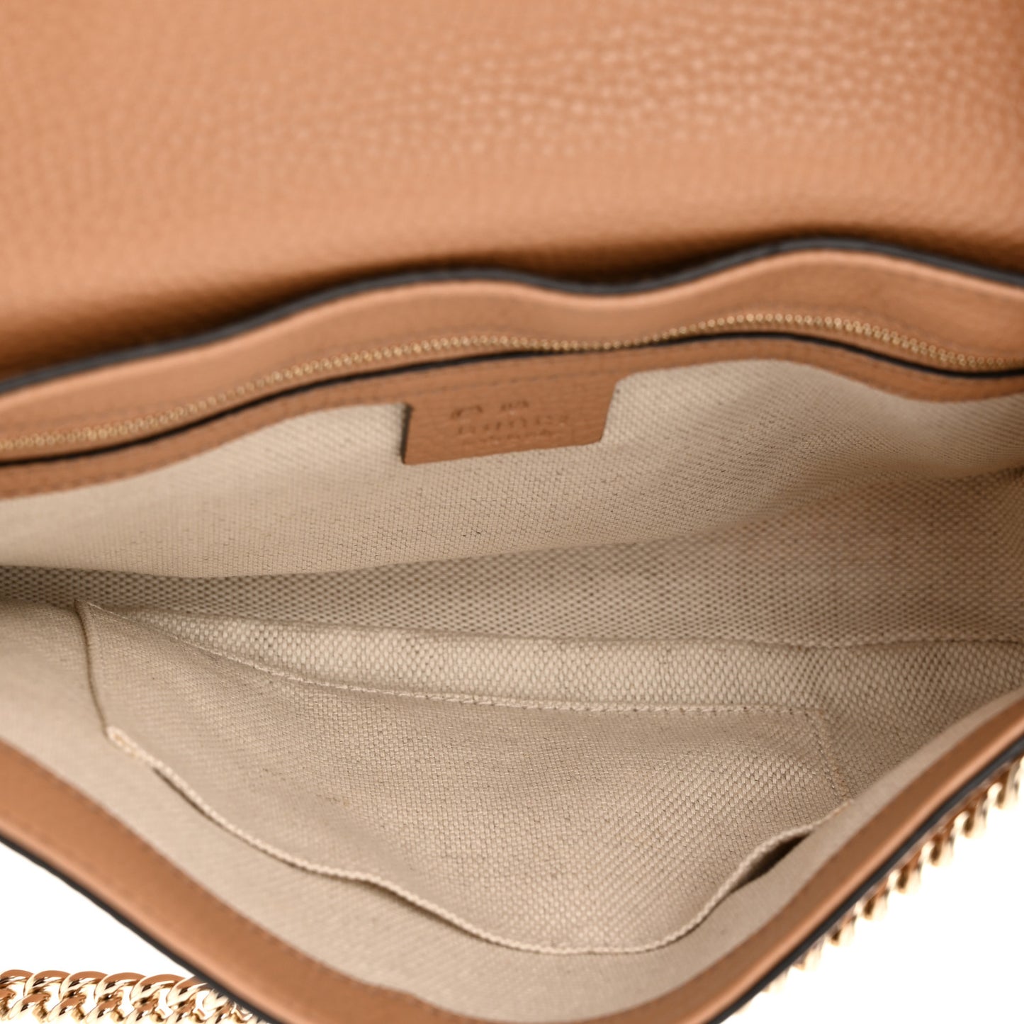 Pebbled Calfskin Medium Soho Flap Crossbody Camelia