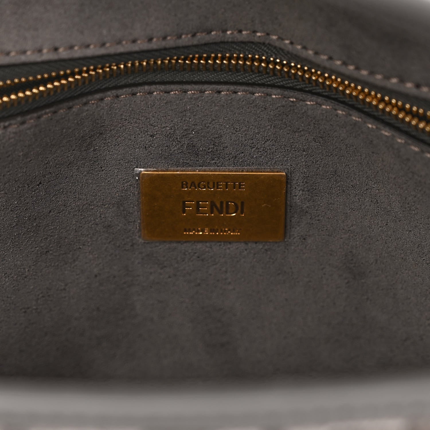 Fendi Chenille FF Embroidered Baguette Antracite Asfalto 6 of 9
