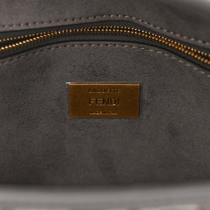 Fendi Chenille FF Embroidered Baguette Antracite Asfalto 6 of 9