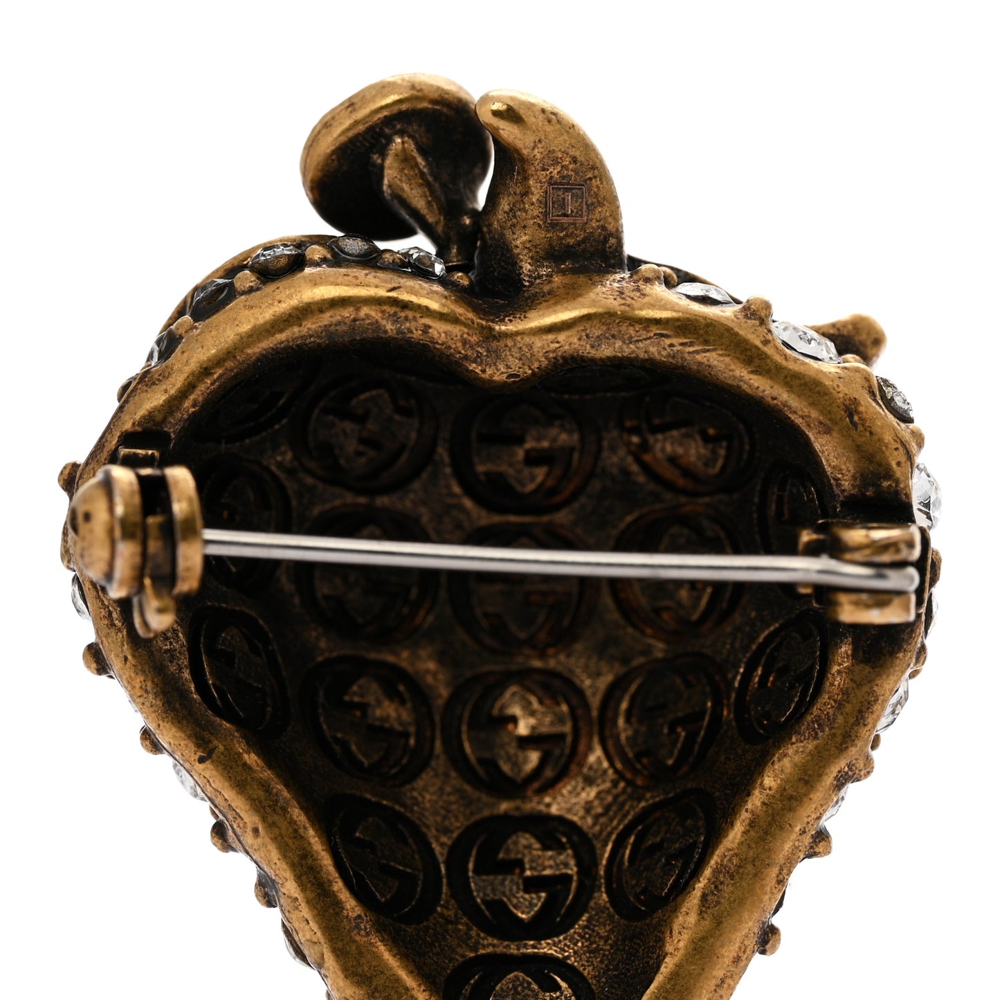 Metal Crystal Strawberry Brooch