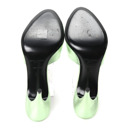 Saint Laurent Metallic Nappa La 16 Mule Sandals 37 Clorofilla 6 of 10