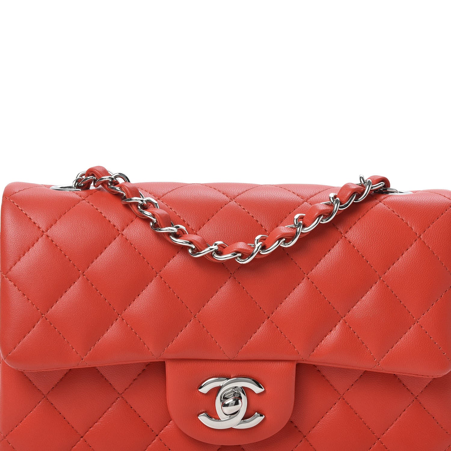 Chanel Lambskin Quilted Mini Rectangular Flap Red 9 of 10