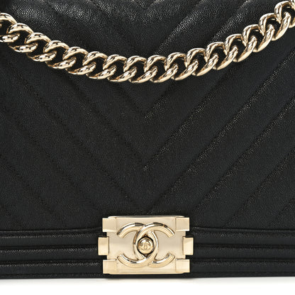 Chanel Caviar Chevron Quilted New Medium Boy Flap Black 8 of 11