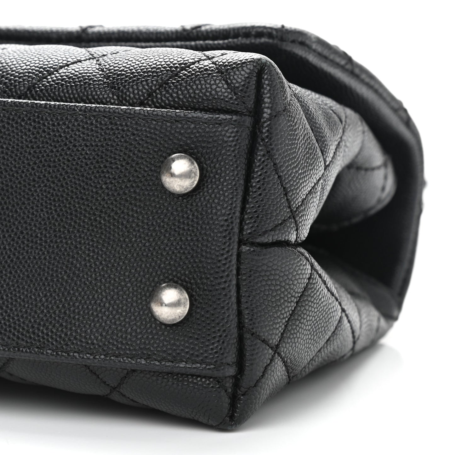 Caviar Lizard Embossed Quilted Mini Coco Handle Flap Black