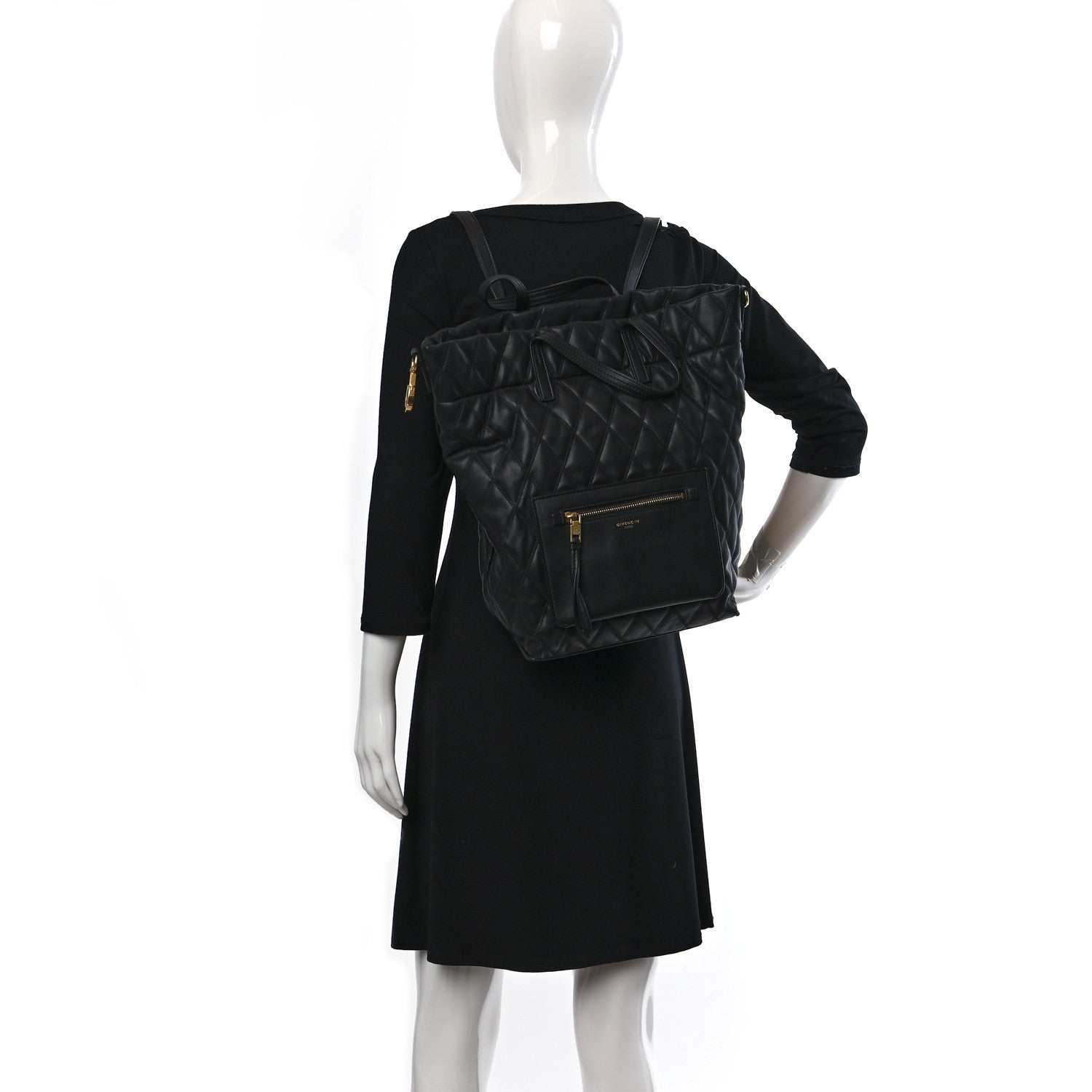 Givenchy Rubberized Canvas Quilted Duo Backpack Black 2 of 13