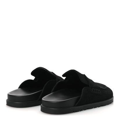 Hermes Suede Calfskin Go Mules 39 Black 5 of 11