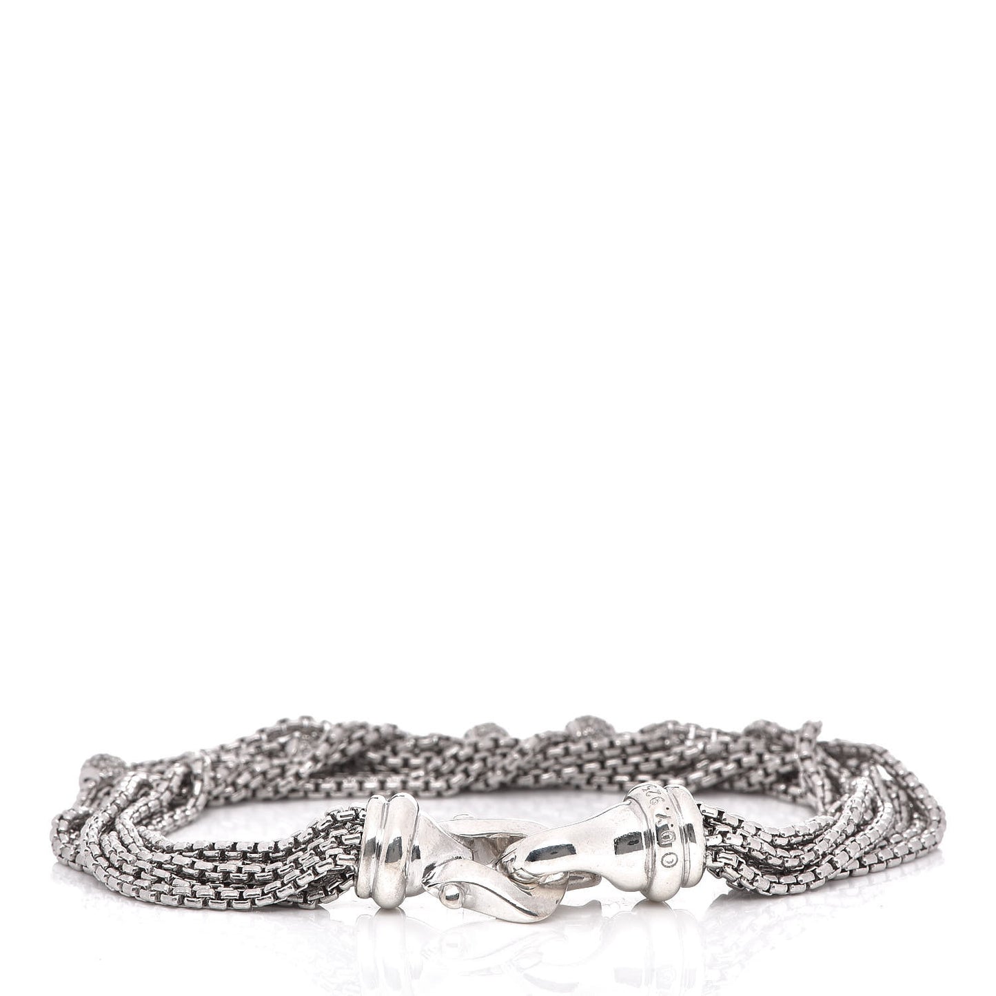 Sterling Silver Diamond Pave Bead Multi Strand Bracelet