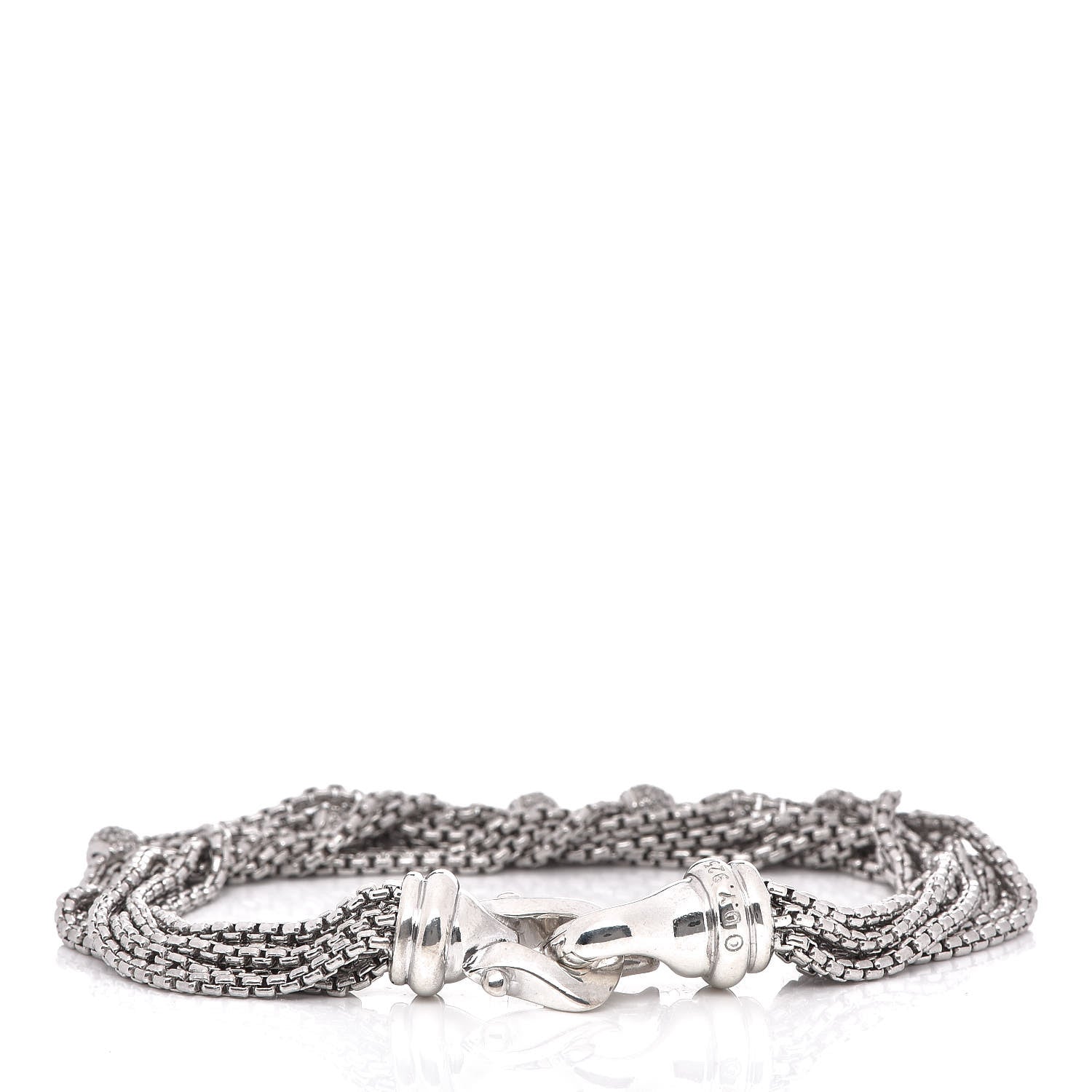 David Yurman Sterling Silver Diamond Pave Bead Multi Strand Bracelet 3 of 4