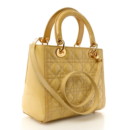 Christian Dior Patent Cannage Medium Lady Dior Beige 3 of 11