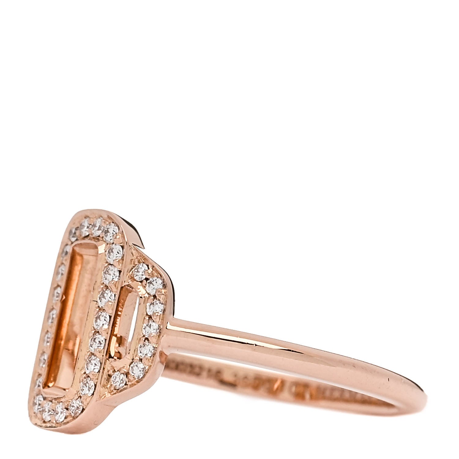 Hermes 18K Rose Gold Diamond Attelage Ring 48 4.5 3 of 7