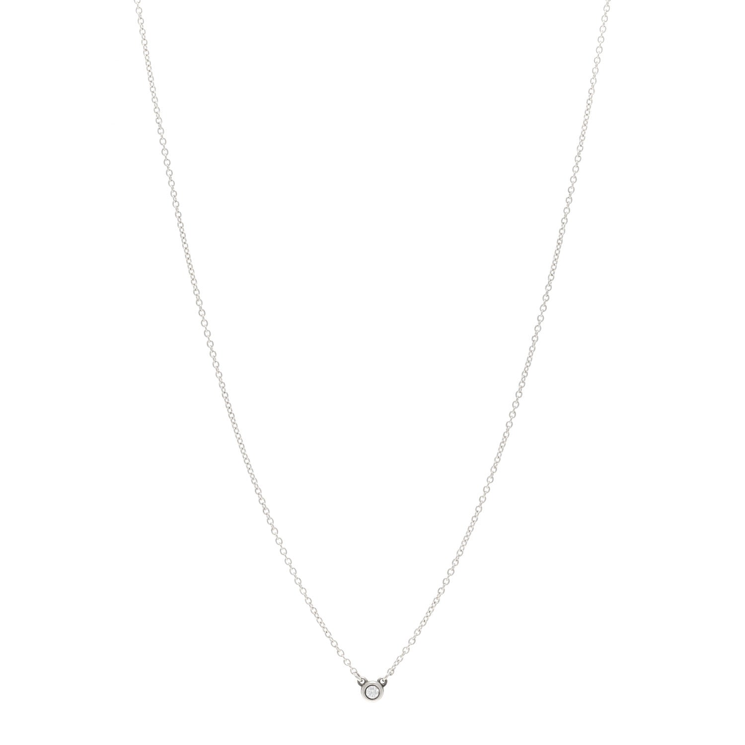 Tiffany Sterling Silver Diamond .03ct Elsa Peretti Diamonds by the Yard Pendant Necklace 1 of 4