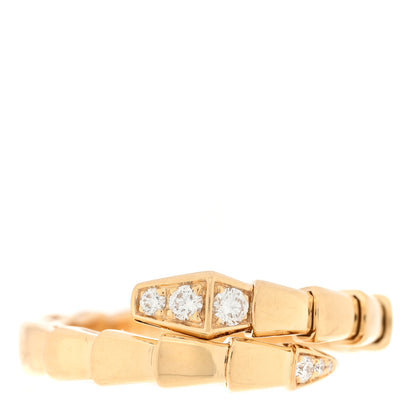 Bulgari 18K Yellow Gold Diamond Serpenti Viper Single Spiral Ring 57/8 59/8.75 1 of 4