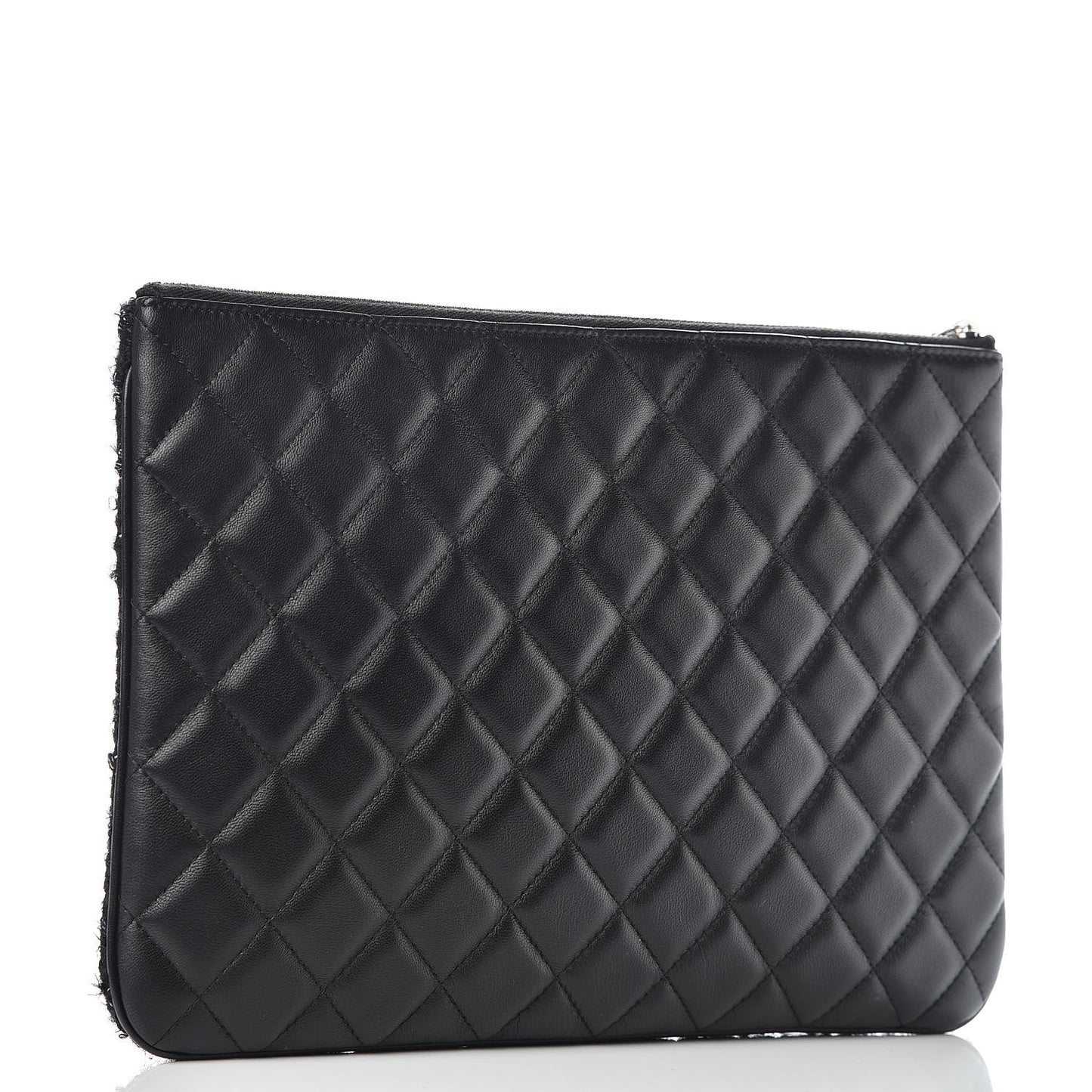 Tweed Lambskin Quilted Medium Cosmetic Case Black