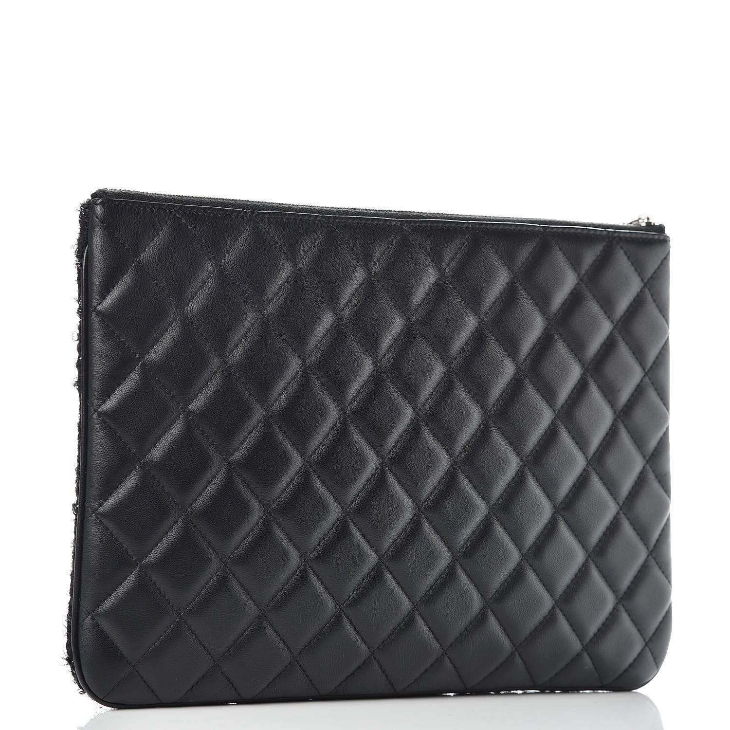 Chanel Tweed Lambskin Quilted Medium Cosmetic Case Black 3 of 7
