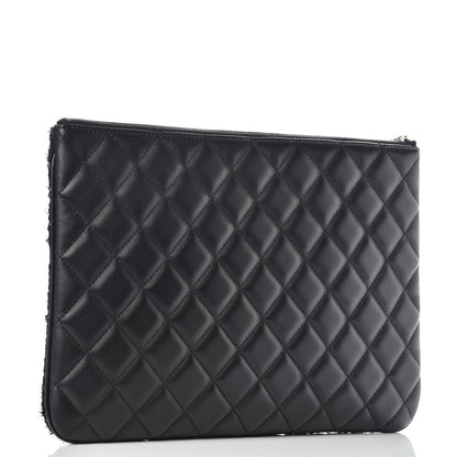 Chanel Tweed Lambskin Quilted Medium Cosmetic Case Black 3 of 7
