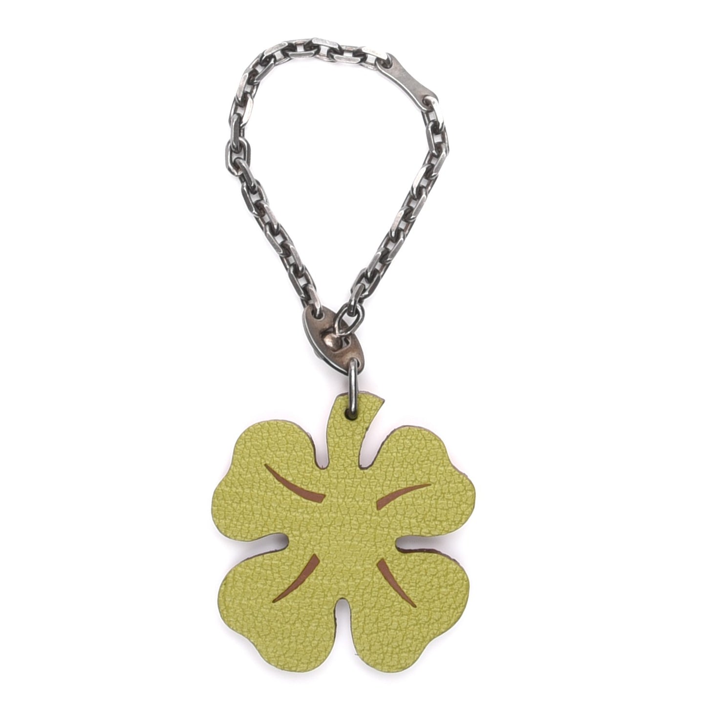 Chevre Mysore Lucky Clover Key Chain Bag Charm Vert Anis Orange
