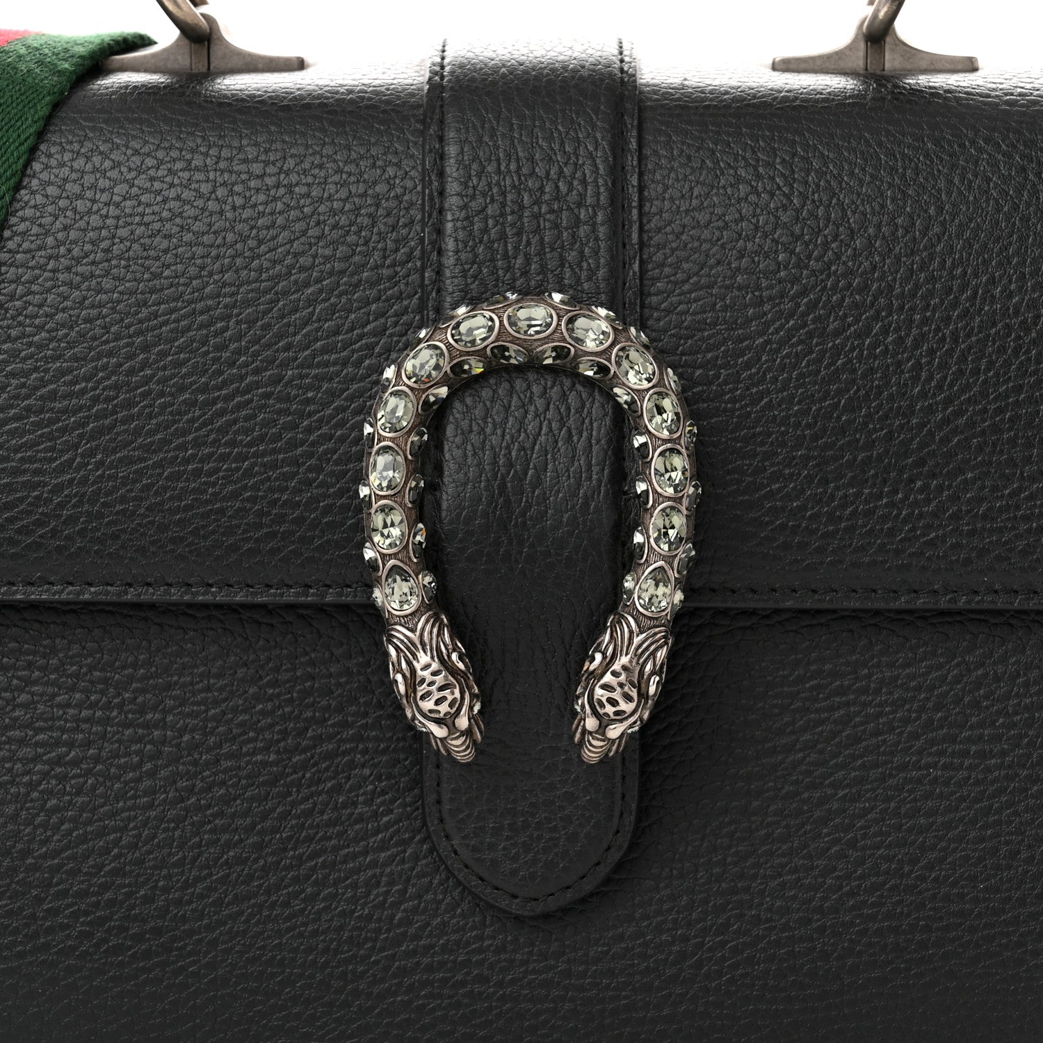 Gucci Dollar Calfskin Crystal Web Medium Dionysus Bamboo Top Handle Bag Black Black Diamond 10 of 11