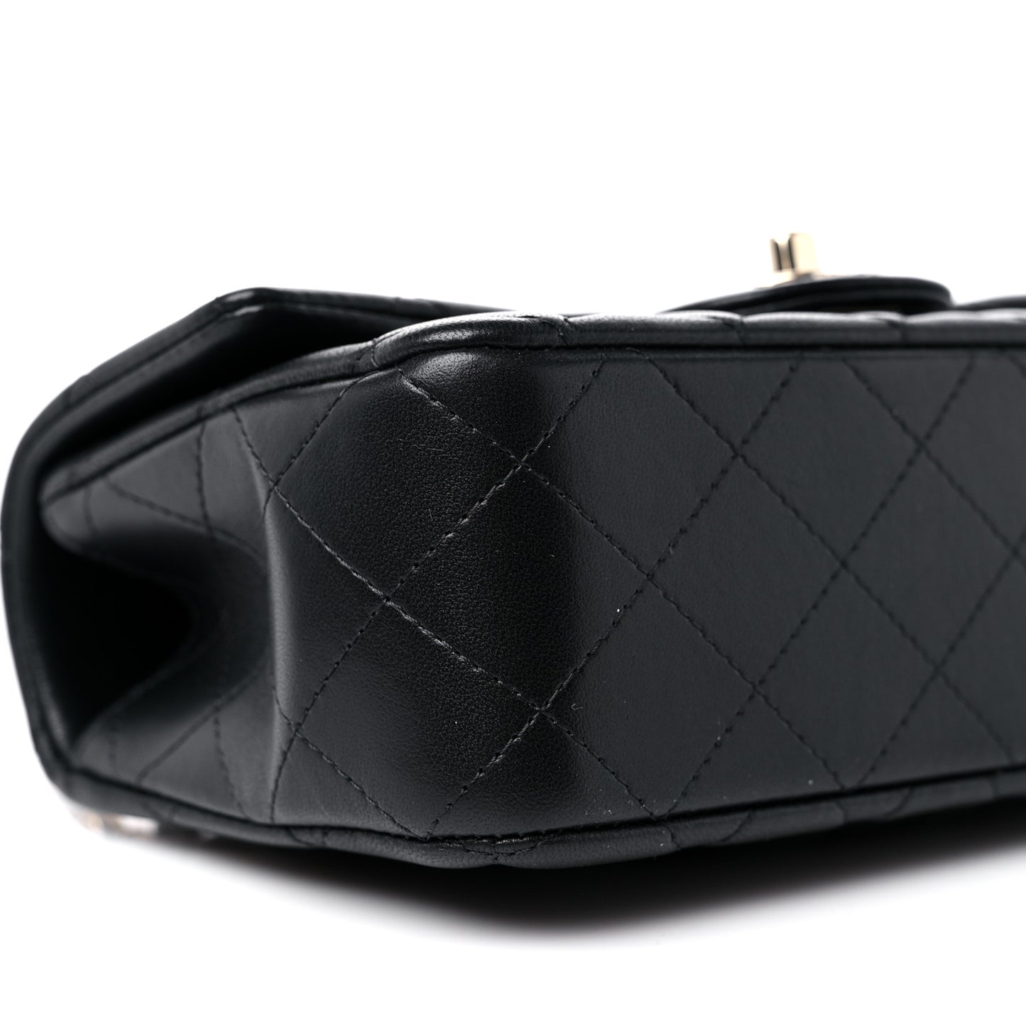 Lambskin Quilted Mini Top Handle Rectangular Flap Black