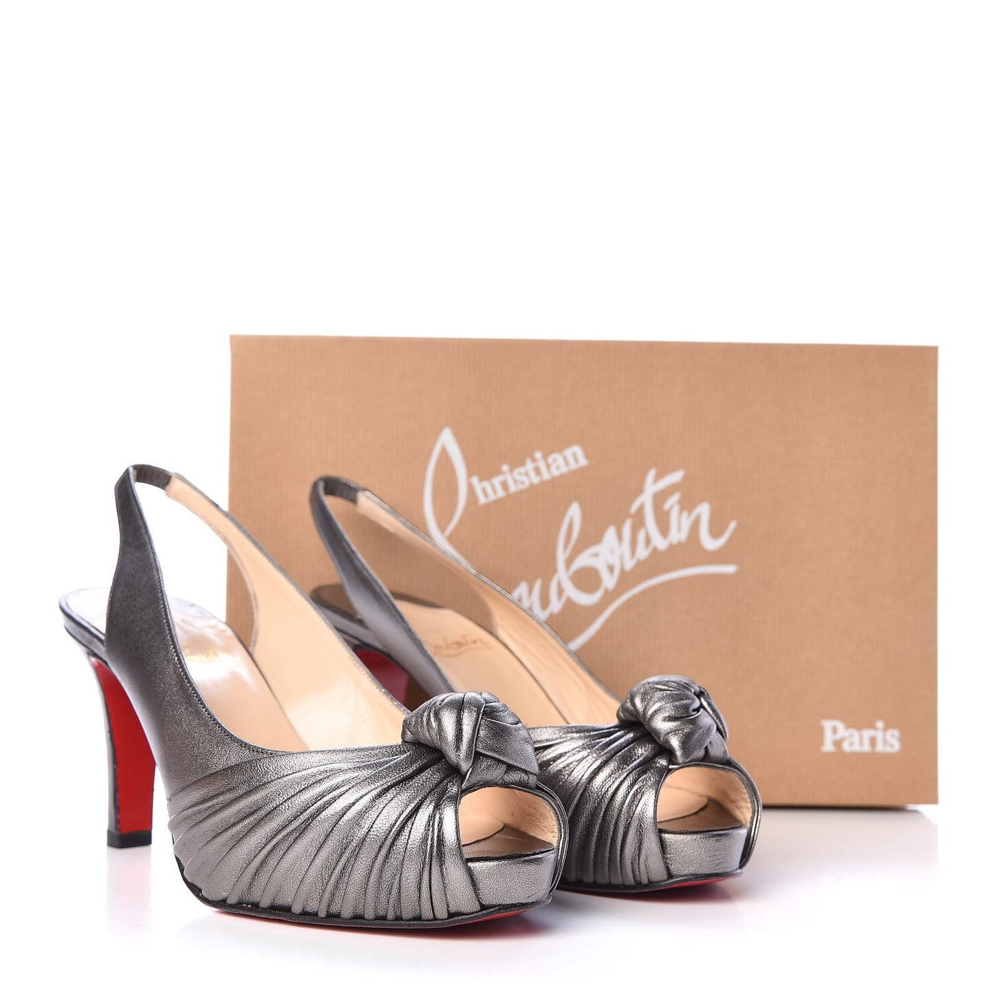 Laminato Nappa Miss Gres 90 Platform Peep Toe Slingback Pumps 37.5 Anthracite