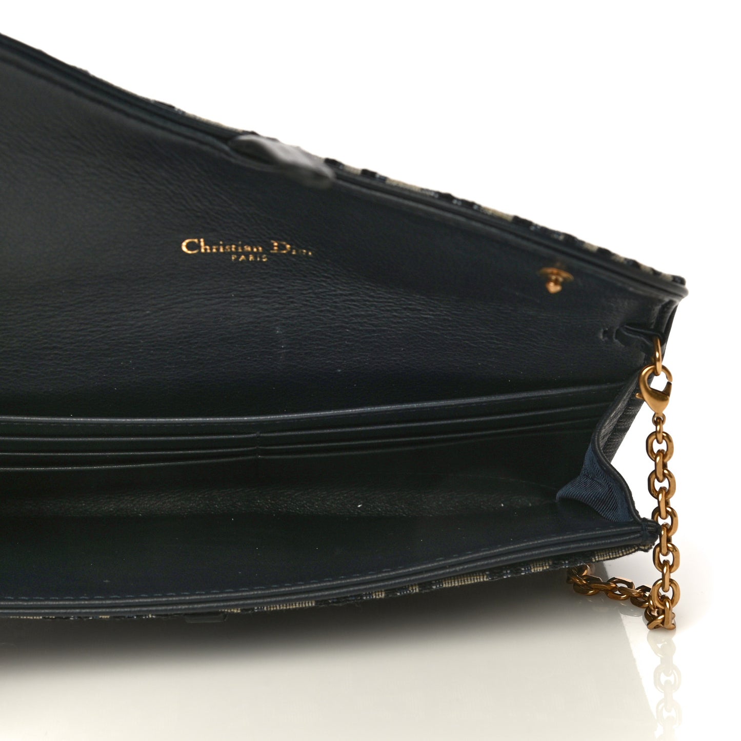 Oblique Saddle Chain Long Wallet Blue